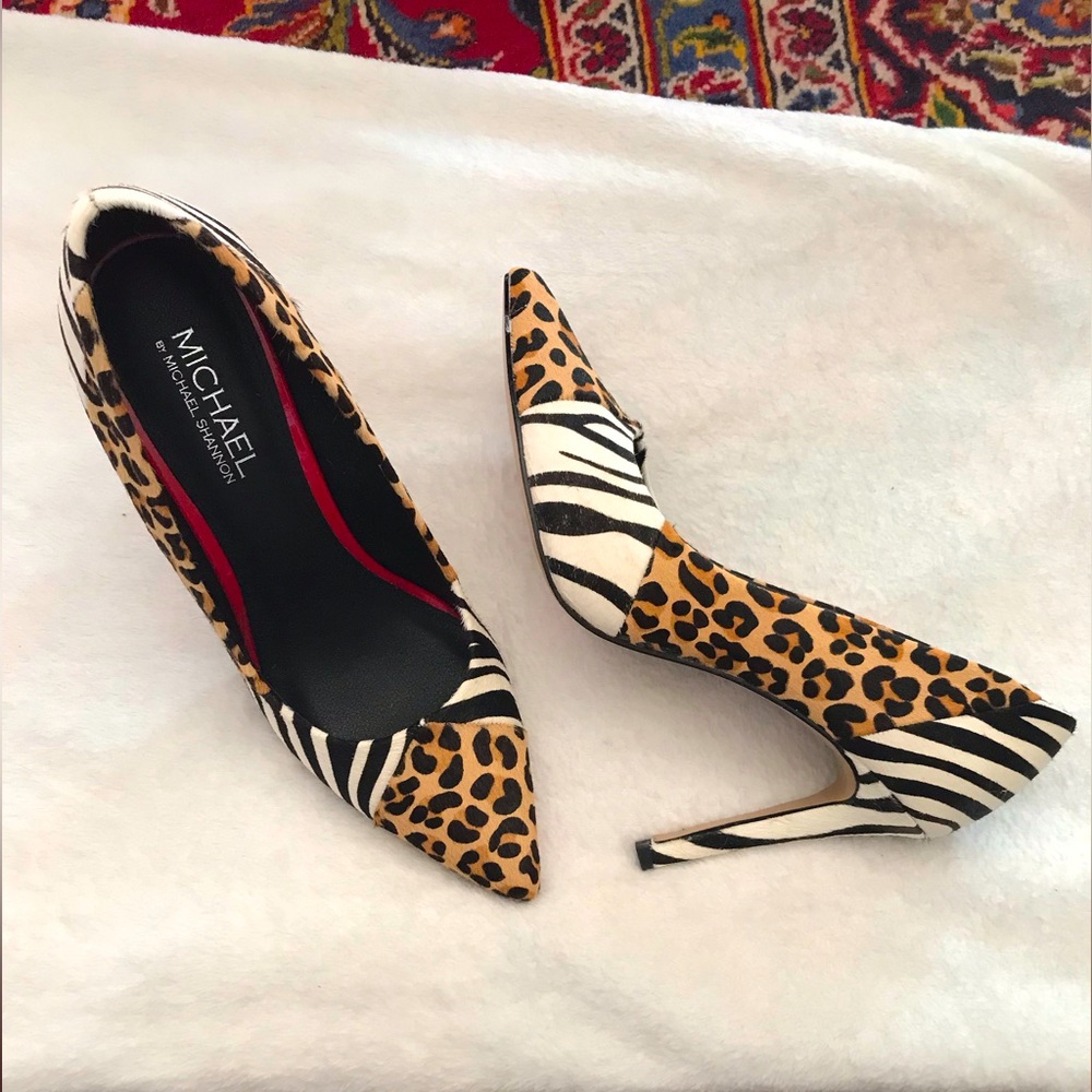 Michael Animal Print cow hair Women's Heels brand new 9.5